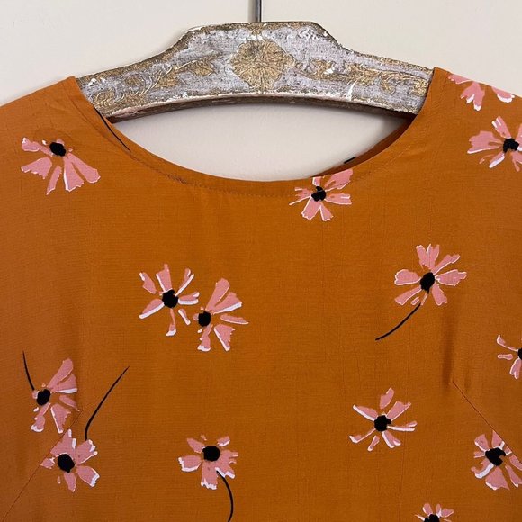 Faithfull The Brand Emilia Floral Midi Dress Orange Pink Women's Size M Medium - Picture 12 of 12